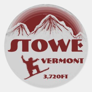 Stowe Vermont red snowboard Art-klistermärken Runt Klistermärke