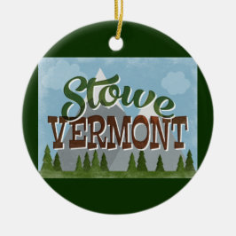 Stowe Vermont Roligt Retro Snowy Mountains Julgransprydnad Keramik