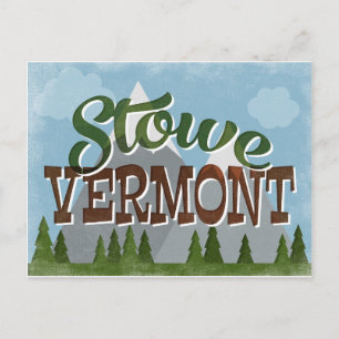 Stowe Vermont Roligt Retro Snowy Mountains Vykort