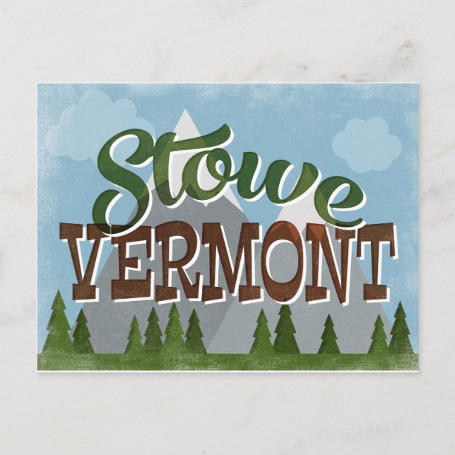 Stowe Vermont Roligt Retro Snowy Mountains Vykort (Framsida)