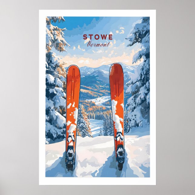 Stowe Vermont Skidtryck 1 Poster (Framsidan)