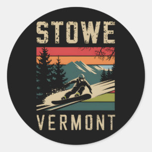 Stowe Vermont Snowboard Vintage Snowboarding Mount Runt Klistermärke