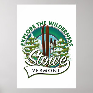Stowe Vermont,Utforska Wilderness-skidan poster. Poster