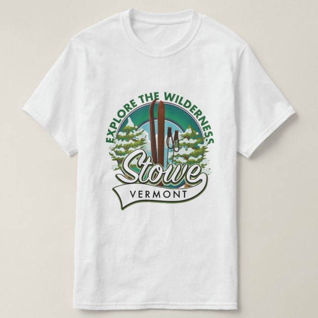 Stowe Vermont,Utforska Wilderness-skidan poster. T Shirt (Design framsida)