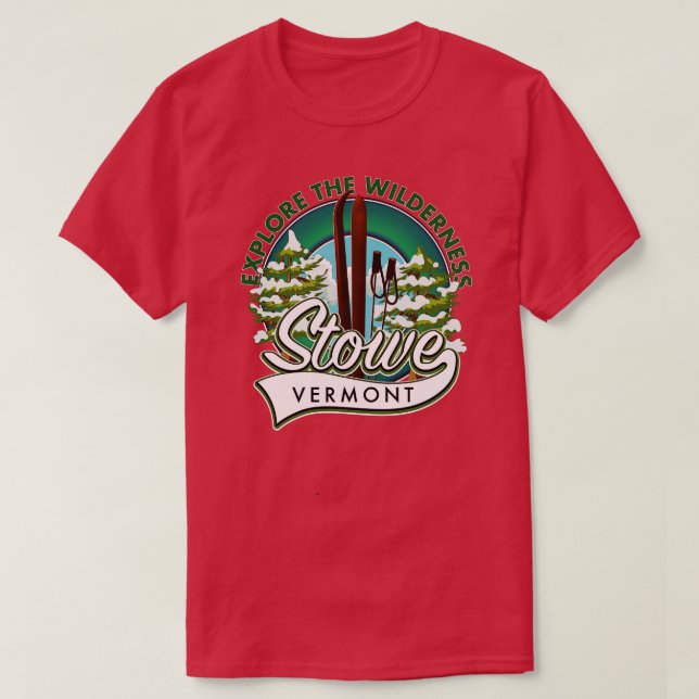 Stowe Vermont utforskar Wilderness ski T Shirt (Design framsida)