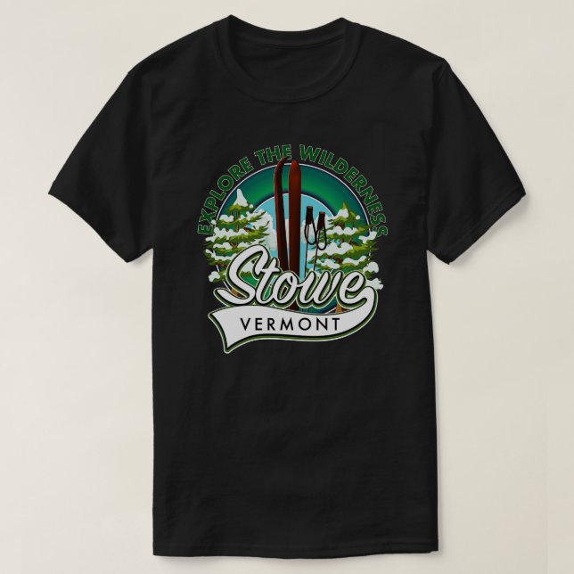 Stowe Vermont utforskar Wilderness ski T Shirt (Design framsida)