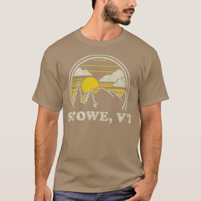 Stowe Vermont Vermont VT Vintage Hiking T Shirt (Framsida)