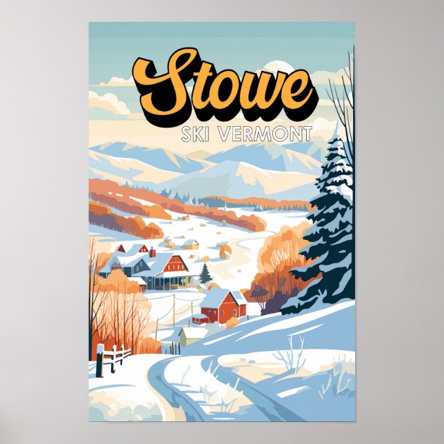 Stowe Vermont Vinter Vintage Poster (Framsidan)