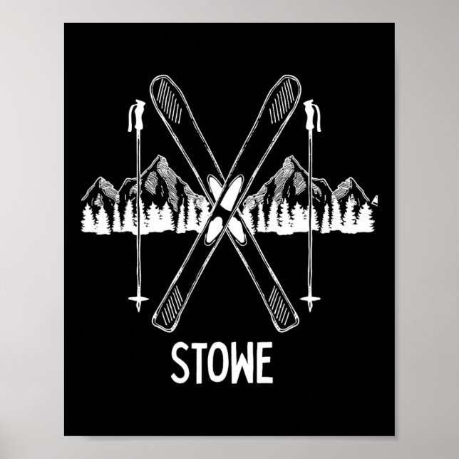 Stowe Vermont Vt Retro Vacation Skiing Snowboardin Poster (Framsidan)