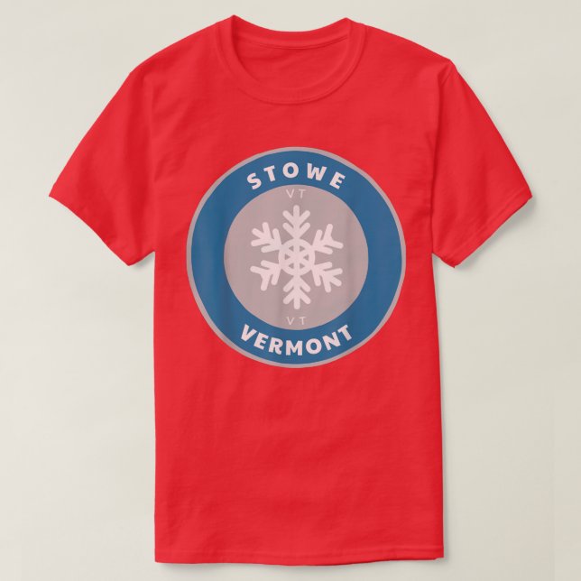 Stowe Vermont VT Winter Snö Snowflake Badge Souve T Shirt (Design framsida)