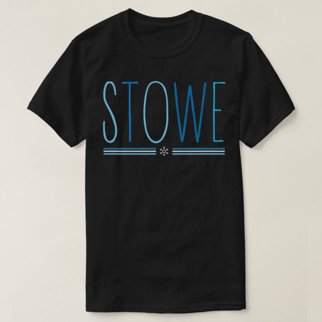 Stowe Vermont Winter Snowflake Blue Lettering T Shirt (Design framsida)