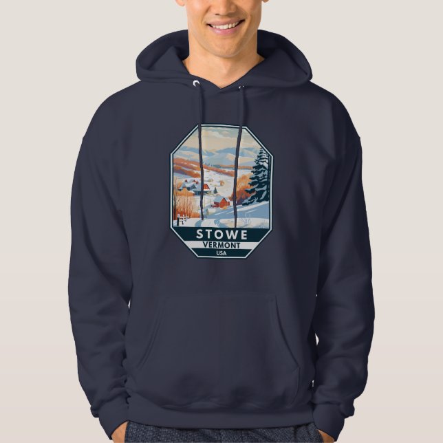 Stowe Vermont Winter Vintage Hoodie (Framsida)