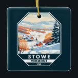 Stowe Vermont Winter Vintage Julgransprydnad Keramik<br><div class="desc">Konstruktion för Stowe Vinter-konst som visar vintern.</div>