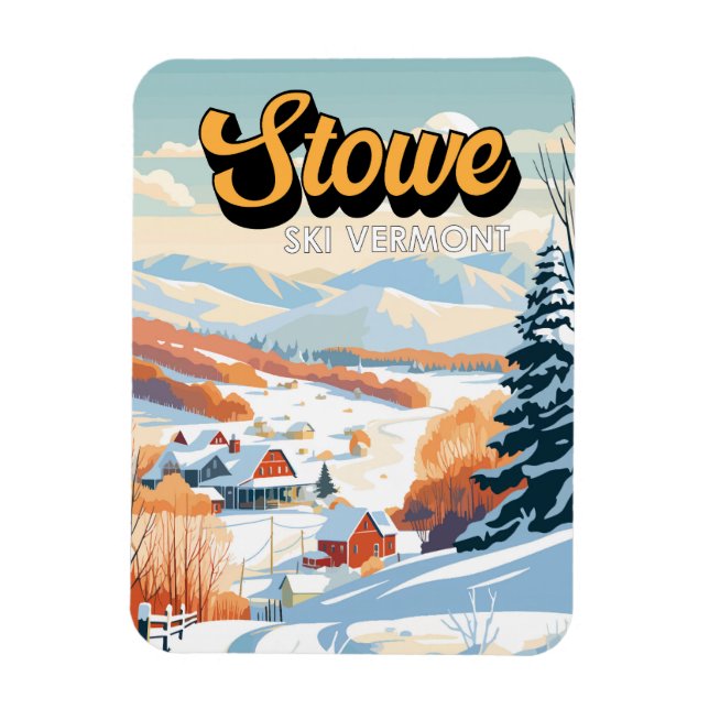 Stowe Vermont Winter Vintage Magnet (Vertikal)