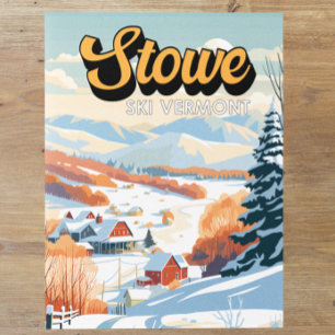 Stowe Vermont Winter Vintage Vykort