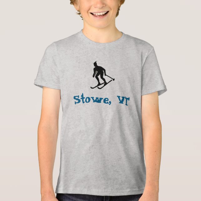 Stowe, VT (Öster kusten Skiing) Ski Town Kids T Shirt (Framsida)