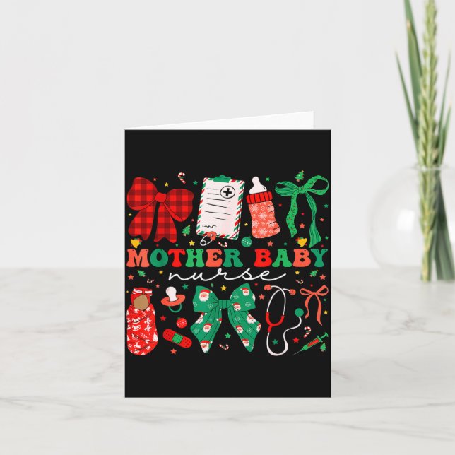 Stpartum Xmas Coquette Mother Baby Nurse Christmas Kort (Framsida)