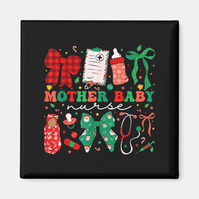 Stpartum Xmas Coquette Mother Baby Nurse Christmas Magnet (Framsidan)