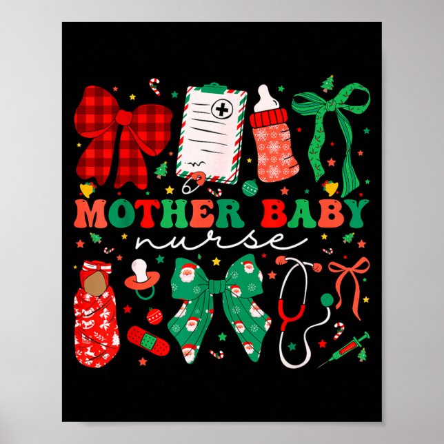 Stpartum Xmas Coquette Mother Baby Nurse Christmas Poster (Framsidan)