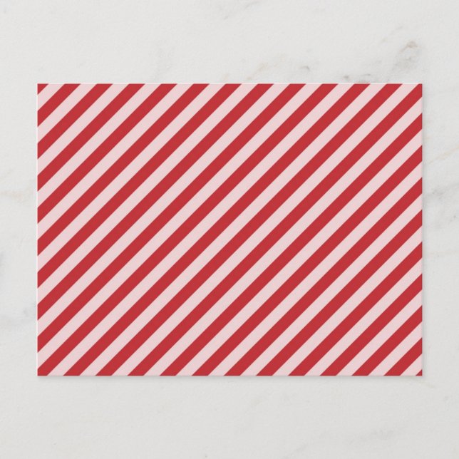 [STR-RD-1] Röd och vit candy cane stripe Vykort (Framsida)