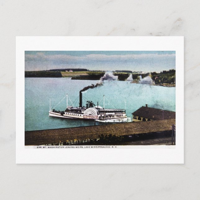 Str. Washington, Sjö Winnipesaukee, N.H. Vykort (Framsida)