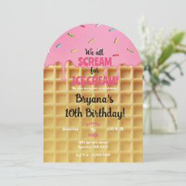 Strå Jordgubb Glass Waffle Cone Födelsedag Inbjudningar