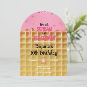 Strå Jordgubb Glass Waffle Cone Födelsedag Inbjudningar