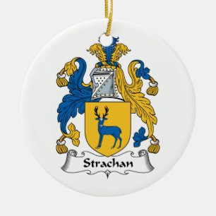 Strachan familjvapensköld julgransprydnad keramik