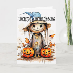 Sträck eller behandling av Halloween-Fågelskrämma Kort