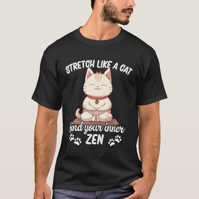 Sträck som en Yoga Cat T Shirt (Framsida)