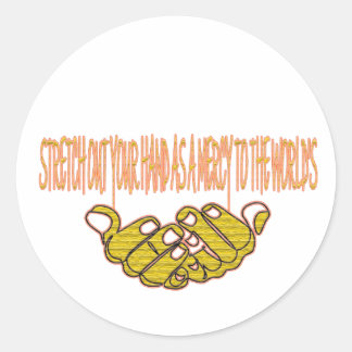 Sträck ut handen som en nåd mot världens runt klistermärke