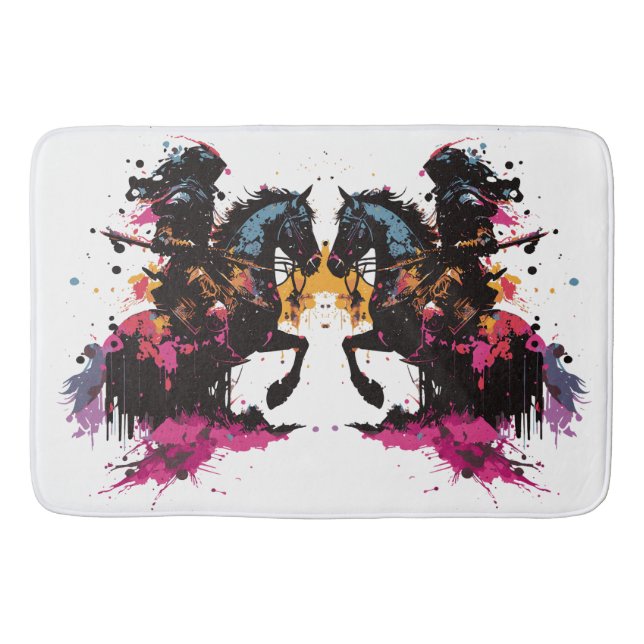Sträckande häst i vattenfärg badrumsmatta (Framsidan)