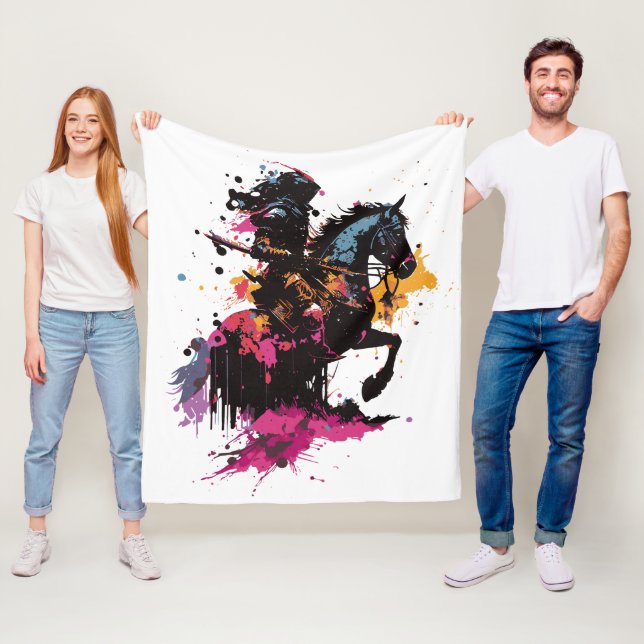 Sträckande häst i vattenfärg fleecefilt (På plats)