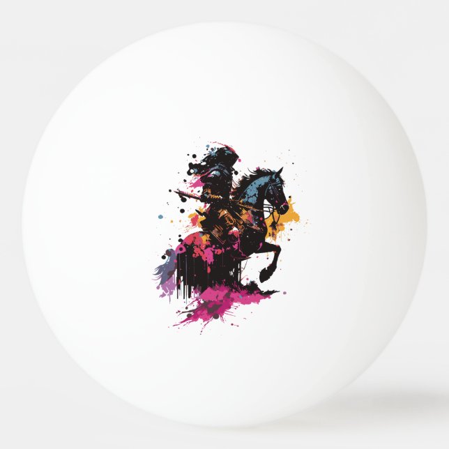 Sträckande häst i vattenfärg pingisboll (Framsidan)