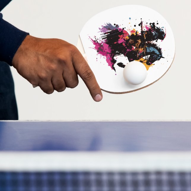 Sträckande häst i vattenfärg pingisracket (Insitu)