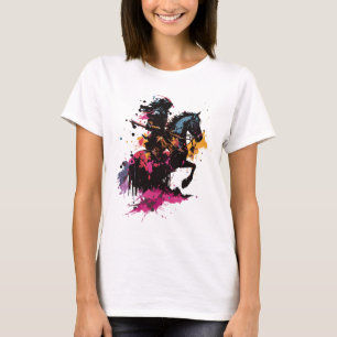 Sträckande häst i vattenfärg t shirt