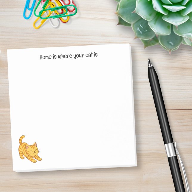 Sträckande orange tabby-katt Anpassad text Post-it Block (Skapare uppladdad)