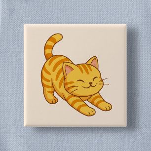 Sträckande orange tabbykatt beige knapp