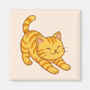 Sträckande orange tabbykatt beige magnet