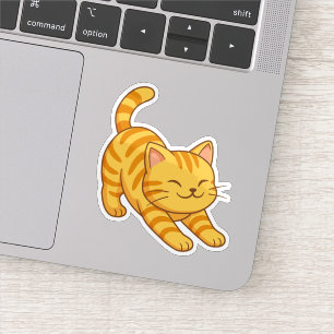 Sträckande orange tabbykatt klistermärken