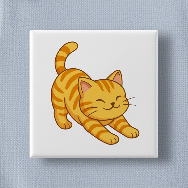 Sträckande orange tabbykatt knapp (Skapare uppladdad)