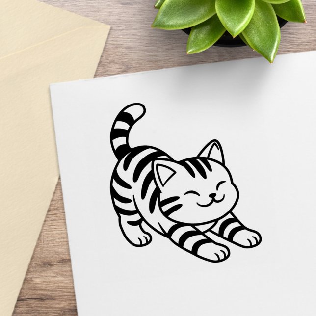 Sträckande tabbykatt stämpel (Skapare uppladdad)