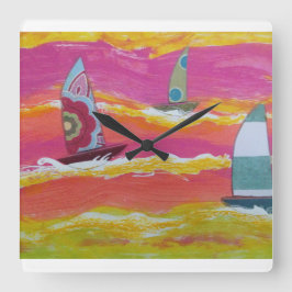 Sträckat Kanvastryck Fyrkantig Klocka