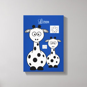 Sträckat Kanvastryck Giraffe Blue