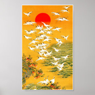 Sträcker på halsen det asiatiska stilflyget för poster