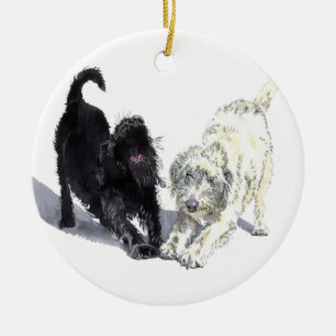 Sträckning av Labradoodles Julgransprydnad Keramik