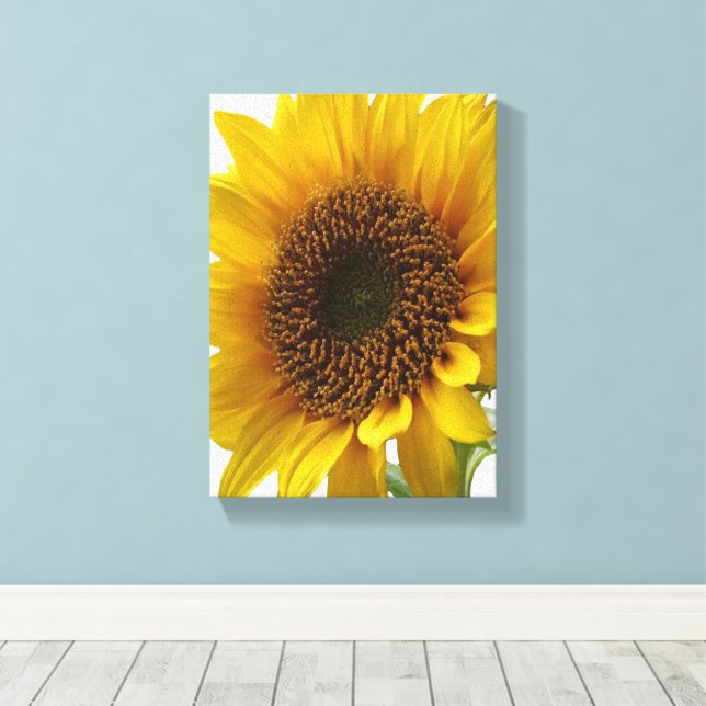 Sträckt Canvastryck Gul Solros Blomma (Insitu (trägolv))