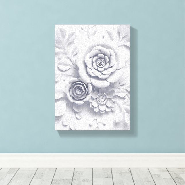 Sträckt Canvastryck Vita Blommor Blommig (Insitu (trägolv))