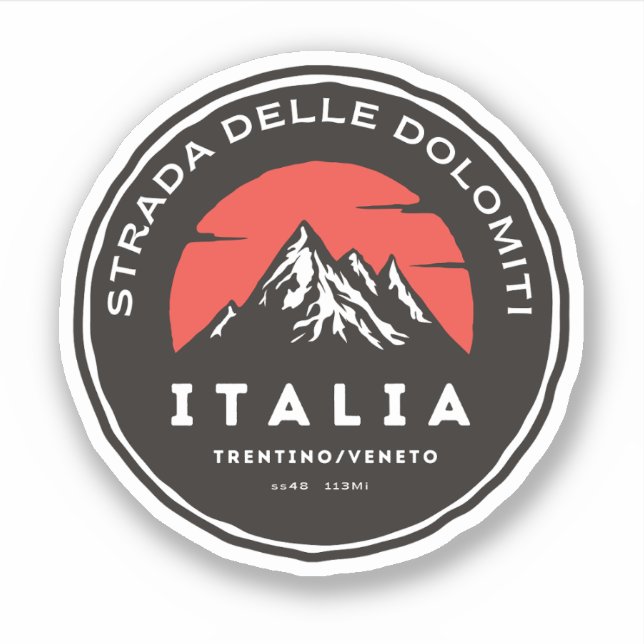 Strada statale 48 delle Dolomiti Klistermärken (Framsida)