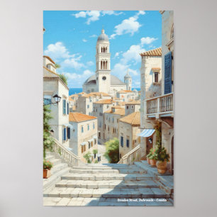 Straden Street Dubrovnik Kroatien Travel Poster